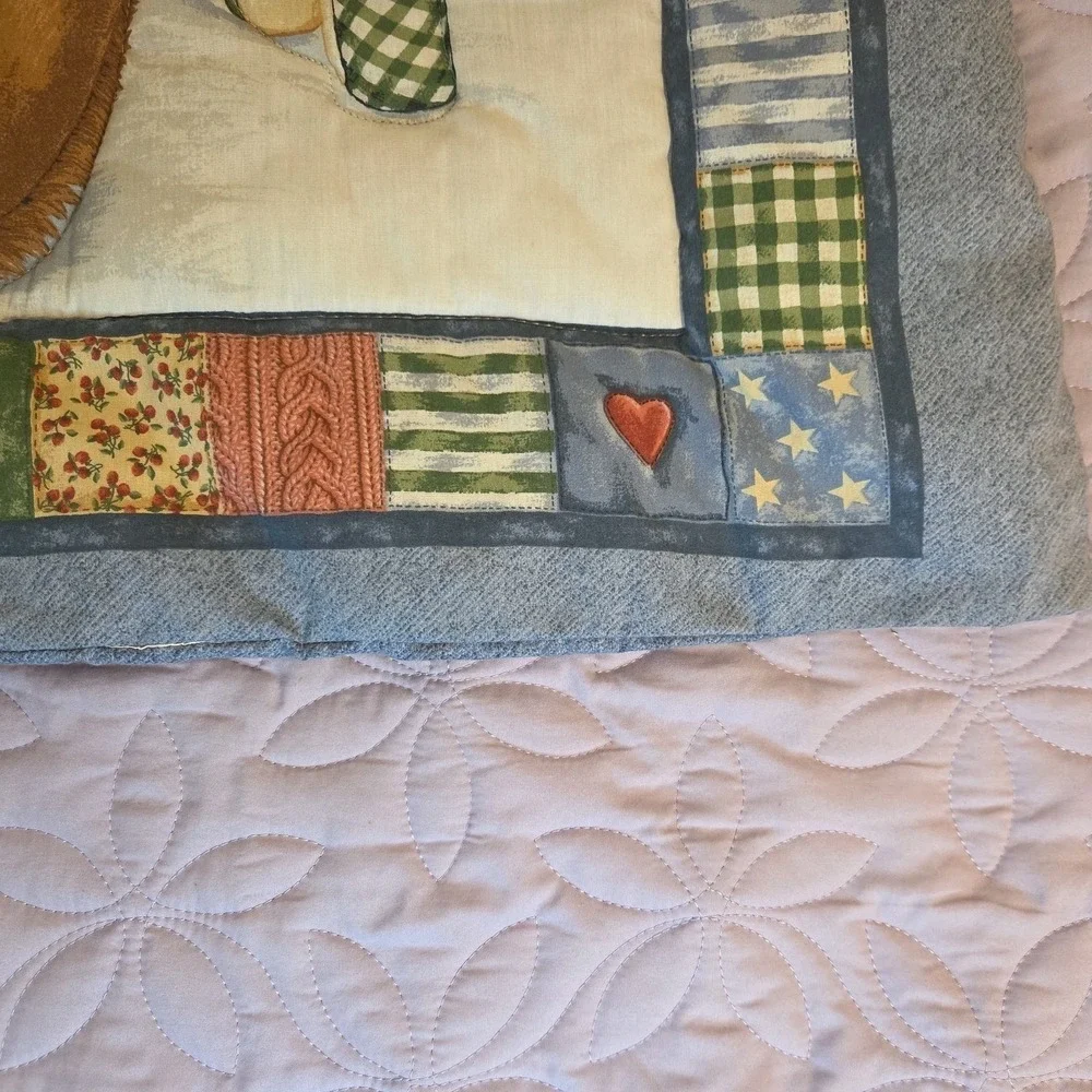 Blue Jean Teddy Bear Baby Comforter Crib Quilt Baby Album Daisy Kingdom 42x32